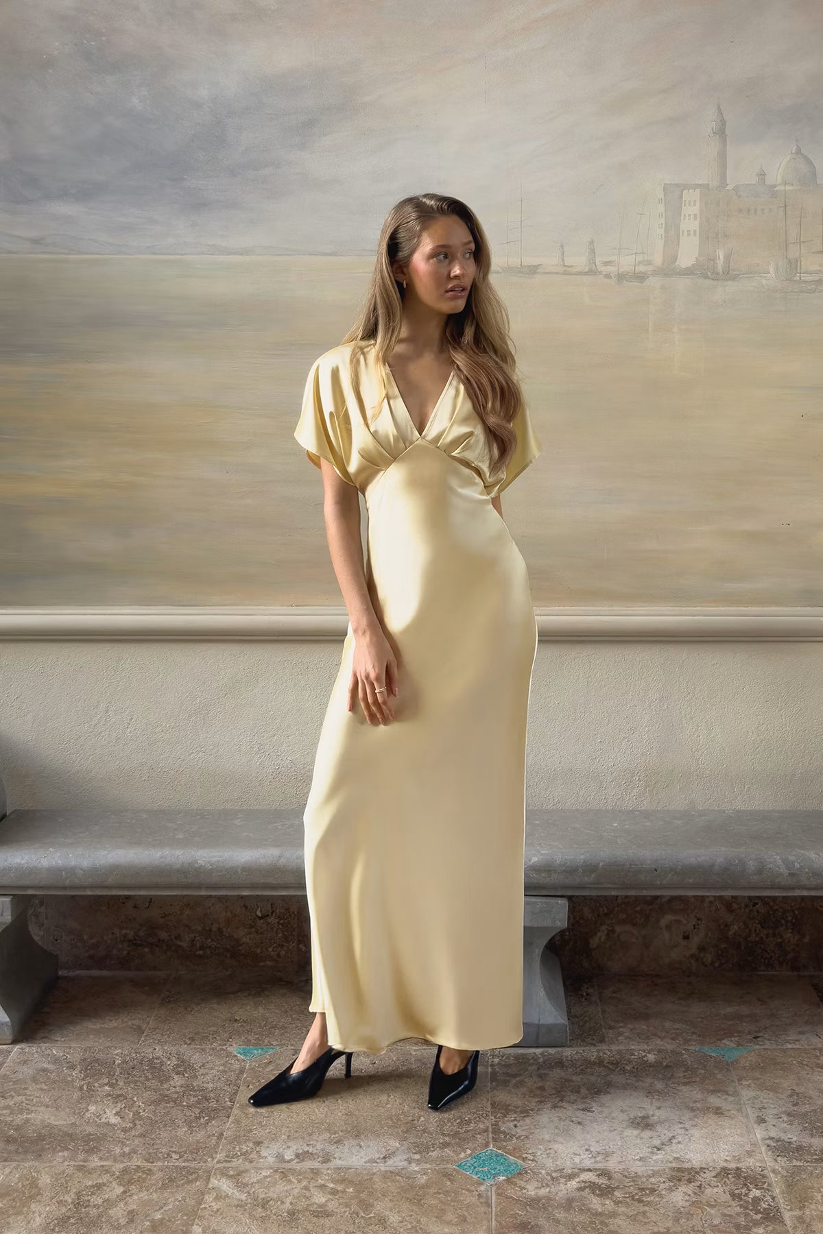 Yellow Satin Dress