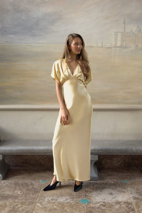 Yellow Satin Dress